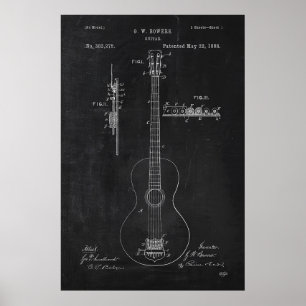 Pôster Patente de Violão de Quadro Chalkboard