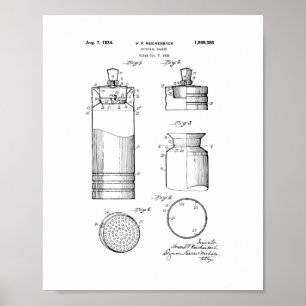 Pôster Patente do abanador de cocktail