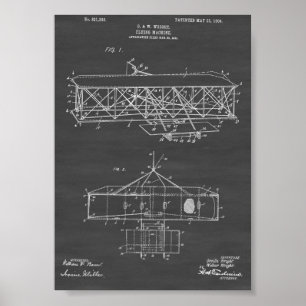 Poster Patente do avião Wright Brothers - Chalkboard