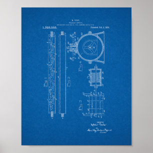 Poster Patente do canal Tesla Valvular - Blueprint