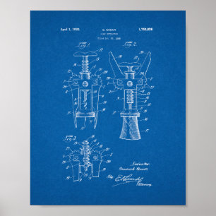 Poster Patente do Extrator de Cork - Blueprint