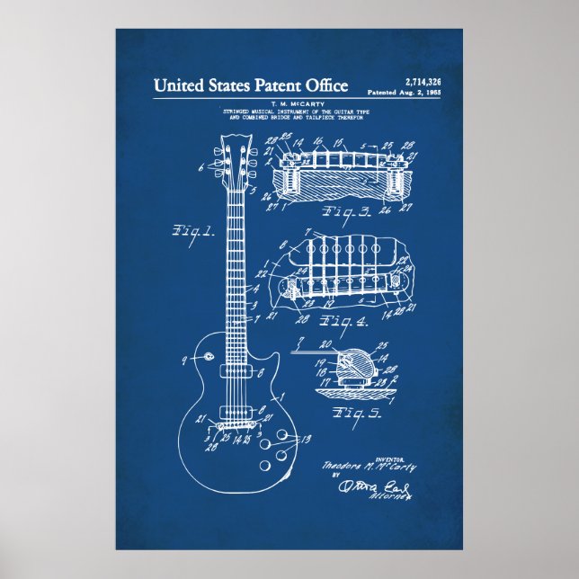Poster Patente dos EUA - Guitarra Acústica (Frente)