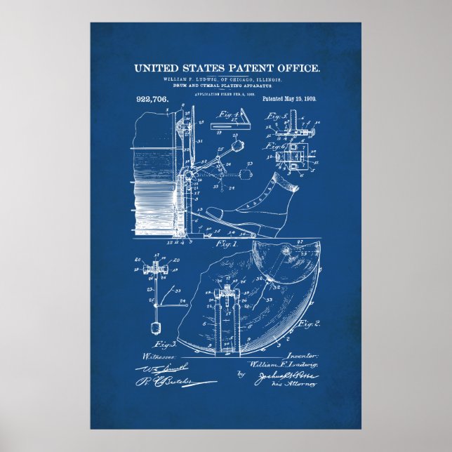 Poster Patente dos EUA - Pedal de Tambor (Frente)