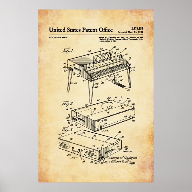 Poster Patente dos EUA - Piano elétrico (Frente)