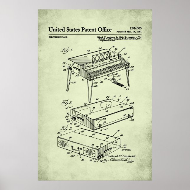 Poster Patente dos EUA - Piano elétrico (Frente)