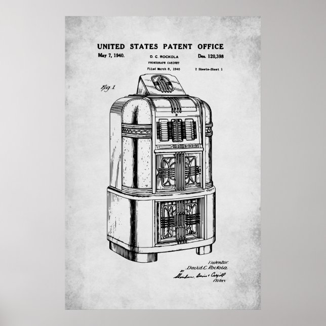 Poster Patente dos EUA - Rockola (Frente)