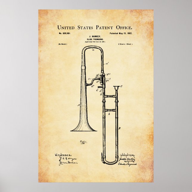 Poster Patente dos EUA - Trombone (Frente)
