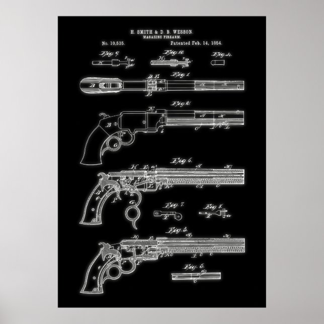 Poster Patente Pistol 1854 (Frente)