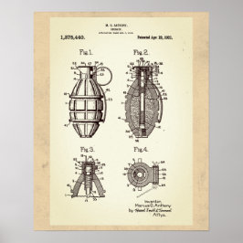 Poster Patente Vintage Grenade