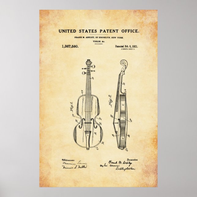 Poster Patente - Violino - Cartaz (Frente)