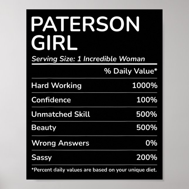 Poster Paterson Girl Funny New Jersey Hometown  (Frente)