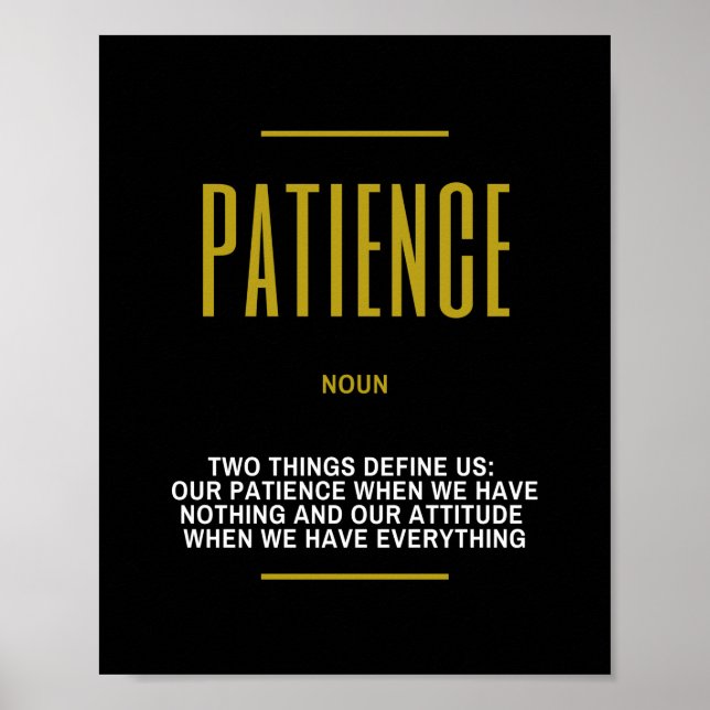 Poster Patience Inspirational Cote Sobre Sucesso (Frente)