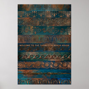 Poster Pátina de Cobre e Greciano Metálico Turquesa