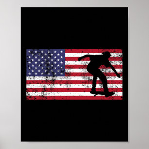 Poster Patinador da Bandeira Americana Skate 4 de Julho E