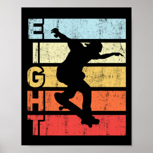 Poster Patinador de 8 anos de skate na festa de aniversár