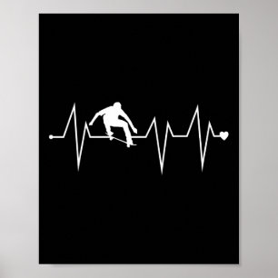 Poster Patinador de skate engraçado batimento cardíaco pu