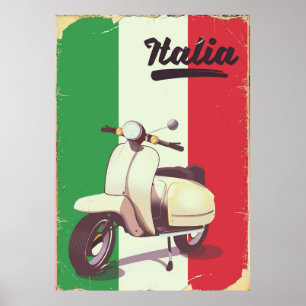 Poster Patinete de Viagens vintage Italia