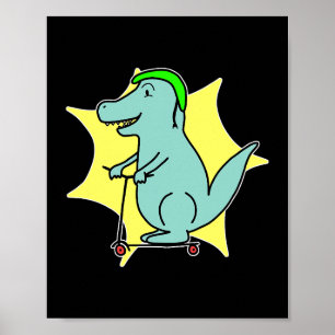 Poster Patinete Dinossauro Patinete Dragão Quadrinhos