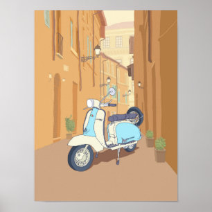Pôster Patinete estacionado na rua italiana