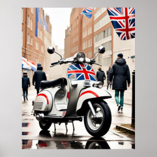 Poster Patinete Mods, Union Jack, Brighton, Parka