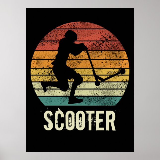 Poster Patinete vintage sunset retro E-Patinete (Frente)