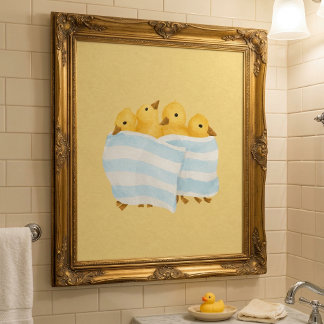 Poster Patinhos Fofos na Toalha do Berçário