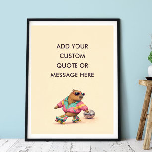 Poster Patins de Roda Capivara Personalizado Citação Engr