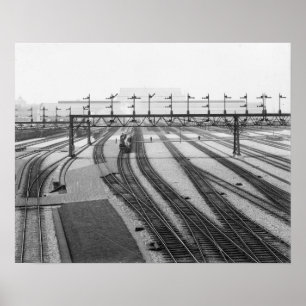Poster Pátio de Manobras Ferroviário, 1907. Foto Antiga