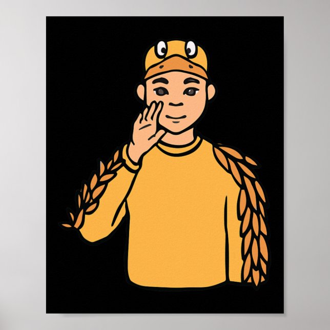 Poster Pato Animal ASL Gesto de Mão Surda Audição Perda d (Frente)
