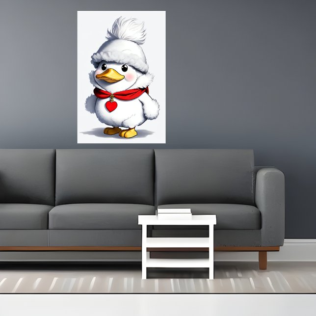 Poster Pato bonito de cartoon num chapéu e assento | Arte (Criador carregado)