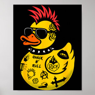 Poster Pato de Borracha Amarelo Rock Homens Mulheres Cria