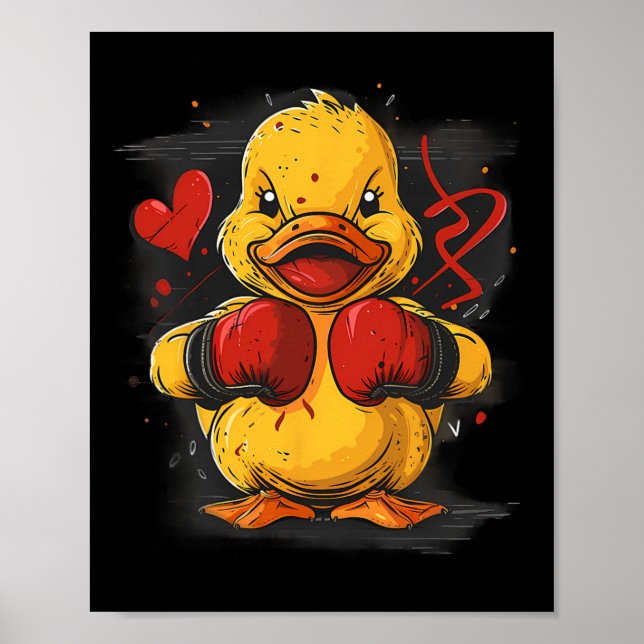 Poster Pato de Borracha Boxeador Com Luvas de Boxe Kickbo (Frente)