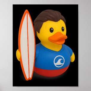 Poster Pato de Borracha de Surfista Segurando Prancha de