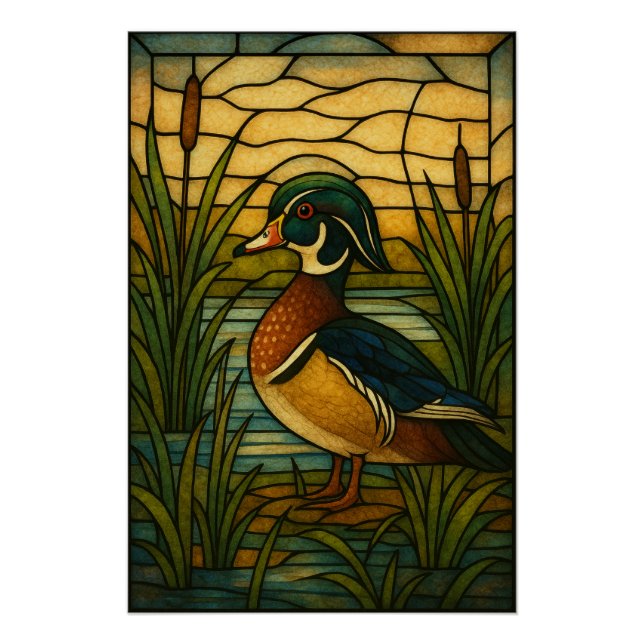 Pôster Pato de Madeira Vidro Pintado (Frente)
