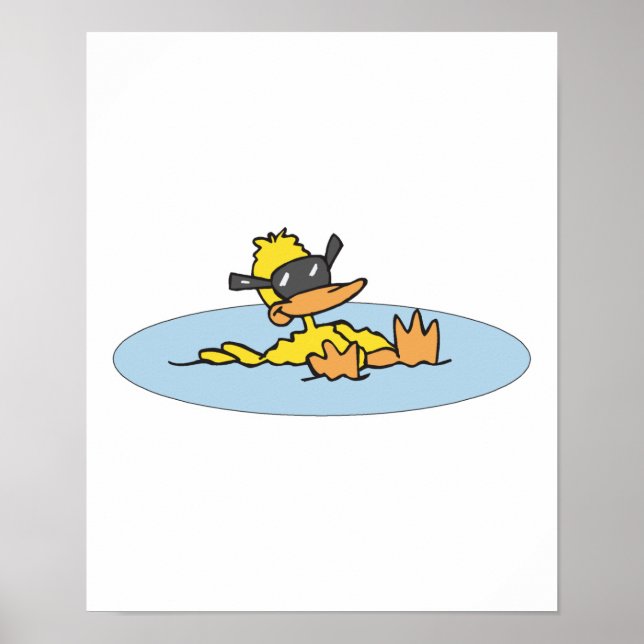 Pôster pato de natação com óculos de sol (Frente)