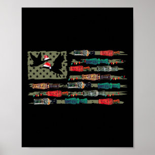 Poster Pato de Natal Chamando Bandeira de Natal Pato de N