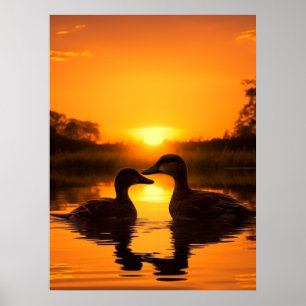 Poster Pato de Pôr do Sol Encantador