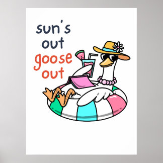 Poster Pato de Verão Engraçado com Óculos de Sol