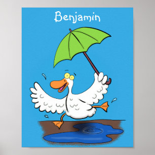 Poster Pato engraçado com desenho animado de dança de gua