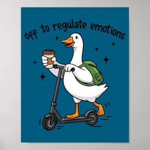 Poster Pato engraçado de scooter vai regular emoções