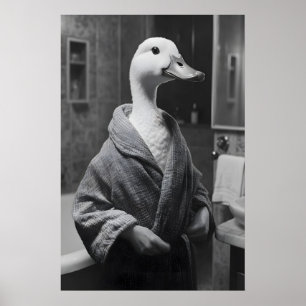 Poster Pato Engraçado em Robe de Banho Impressão, Parede