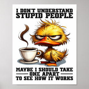 Poster Pato, Eu Não Entendo Pessoas Estúpidas Talvez Eu D