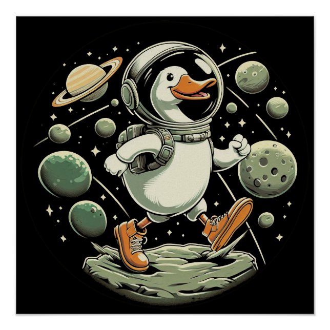 Pôster Pato no espaço Poster brilhante (Frente)