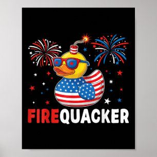 Poster Pato Patriótico Engraçado Punição de Fogos de Arti