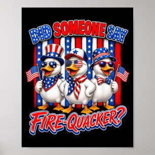 Poster Pato Patriótico Firequacker Bandeira Americana 4 D