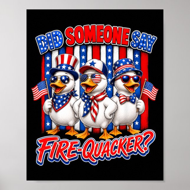 Poster Pato Patriótico Firequacker Bandeira Americana 4 D (Frente)