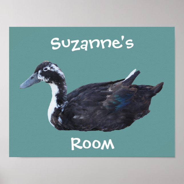 Poster Pato Preto Fofo Quarto de Crianças Personalizado   (Frente)