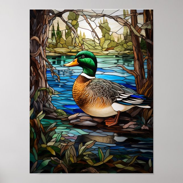 Poster Pato-real em um Design de Vitral (Frente)