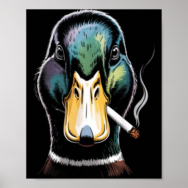 Poster Pato-real fumando cigarro Meme Pato-real engraçado (Frente)