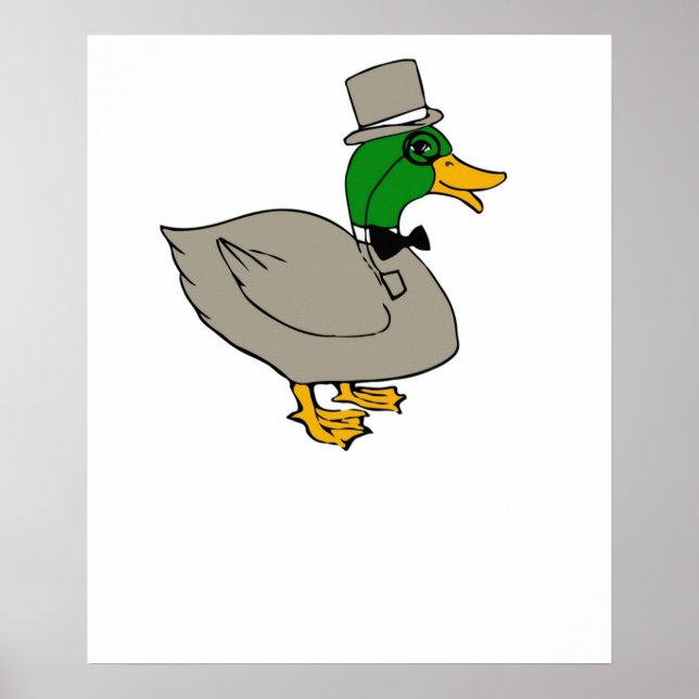 Poster Pato rico com monóculo e chapéu superior Duckingto (Frente)